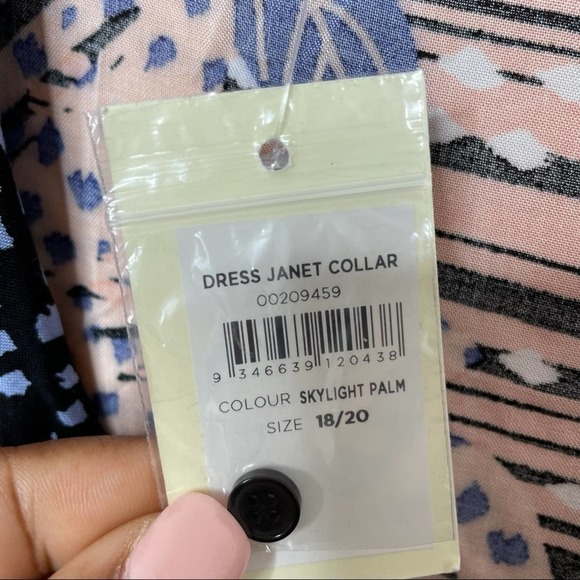 Loralette Janet Collar Dress - black palm size 18/20 - Picture 5 of 7